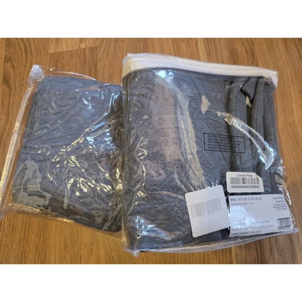 The Company Store Euro Shams Set Of Two Steel Blue Quilted Cotton